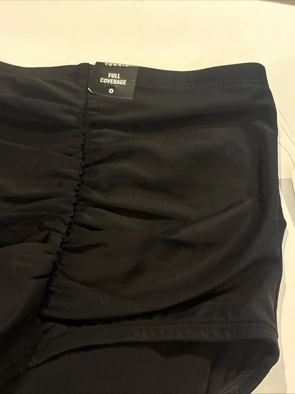 Torrid High Waisted Ruched Swim Bottom Black Sz 0 NEW